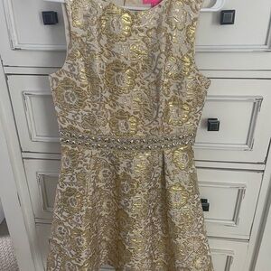 Lilly Pulitzer Gold Floral Midi Dress